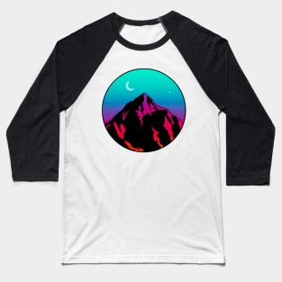 Colorful Moonrise Mountains Baseball T-Shirt